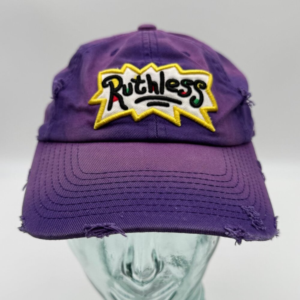 Field Grade Ruthless Hat Cap Strap Back Distressed Patch Purple One Size Adjust